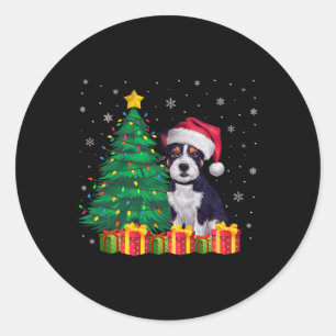 Pegatina Redonda Ugly American Staffordshire Terrier Santa Hat Xmas