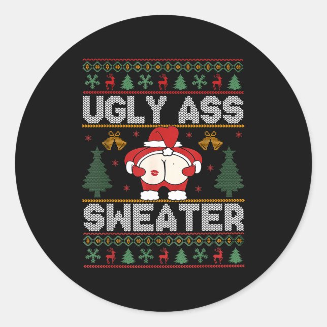 Pegatina Redonda Ugly Sweater Christmas  (Anverso)