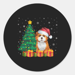 Pegatina Redonda Ugly Zuchon Santa Hat Navidades alumbran a perro X