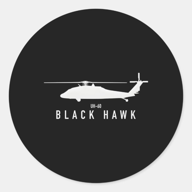 Pegatina Redonda Uh-60 Black Hawk (Anverso)
