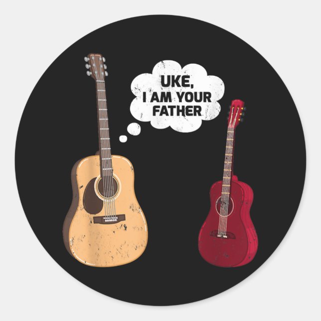 Pegatina Redonda Uke Soy Tu Padre Funny Música De Guitarra Ukulele (Anverso)