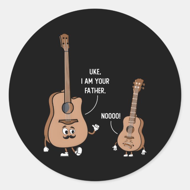 Pegatina Redonda Uke, Yo Soy Tu Padre Para Un Fanático De La Música (Anverso)