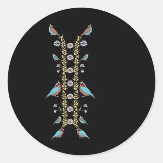 Pegatina Redonda Ukraine Birds Tee Cute Vintage Floral Ukrainian Vy