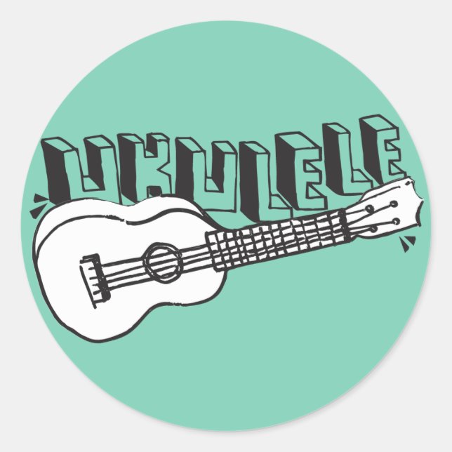 Pegatina Redonda Ukulele (Anverso)