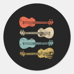 Pegatina Redonda Ukulele Colorful Eapple Hawaiian Uke