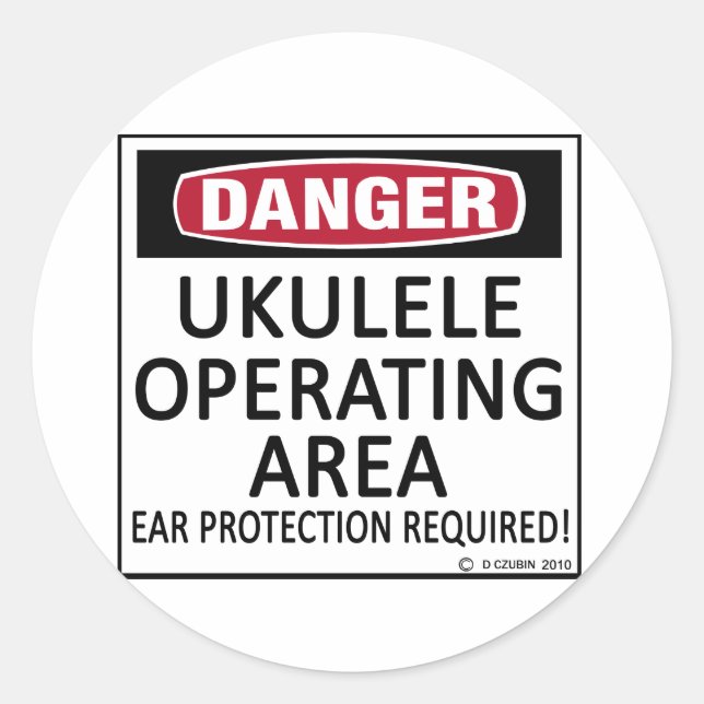 Pegatina Redonda Ukulele del área operativa (Anverso)