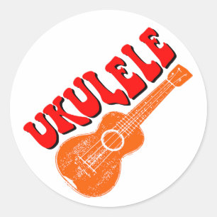 Pegatina Redonda Ukulele Groovy Text Art