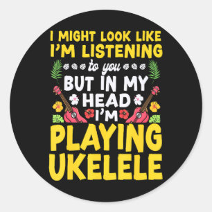 Pegatina Redonda Ukulele hawaiano Uke podría parecerme a mí