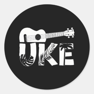 Pegatina Redonda Ukulele hawaiano Uke Uke