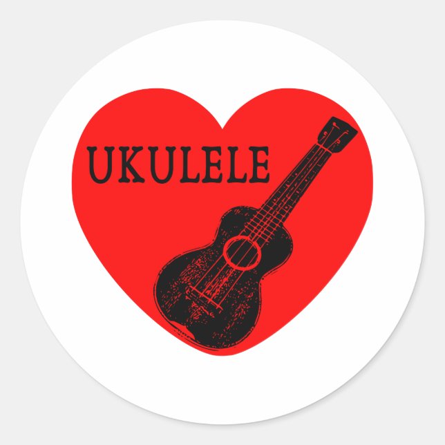 Pegatina Redonda Ukulele Love (Anverso)