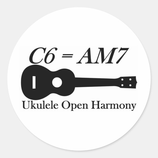 Pegatina Redonda Ukulele Open Chords (Anverso)