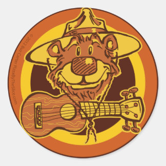 Pegatina Redonda Ukulele Rangers: Personalizado de "Oso sonriente c