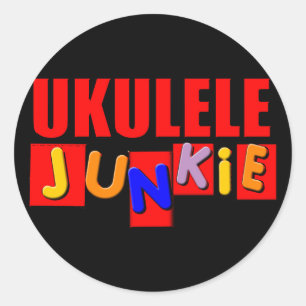 Pegatina Redonda Ukulele rojo