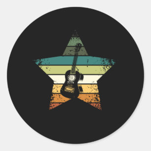 Pegatina Redonda Ukulele Vintage