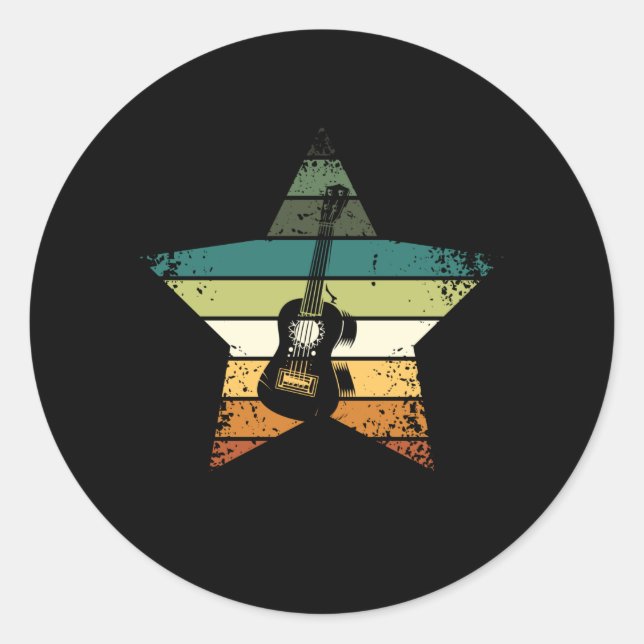 Pegatina Redonda Ukulele Vintage (Anverso)