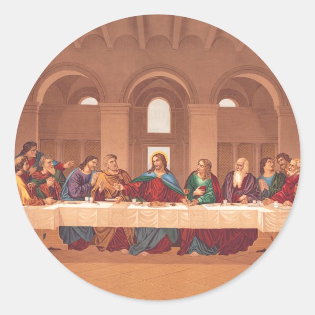 Pegatina Redonda Última Cena de Jesucristo (Anverso)