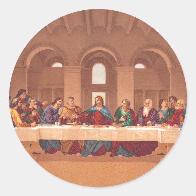 Pegatina Redonda Última Cena de Jesucristo (Anverso)