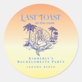 Pegatina Redonda Última Fiesta de Bach Cowgirl Sirena Atardecer