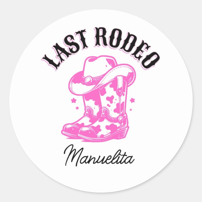 Pegatina Redonda Última fiesta de Bachelorette de Noche Rosa (Anverso)