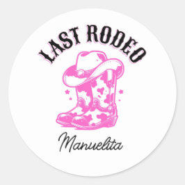 Pegatina Redonda Última fiesta de Bachelorette de Noche Rosa