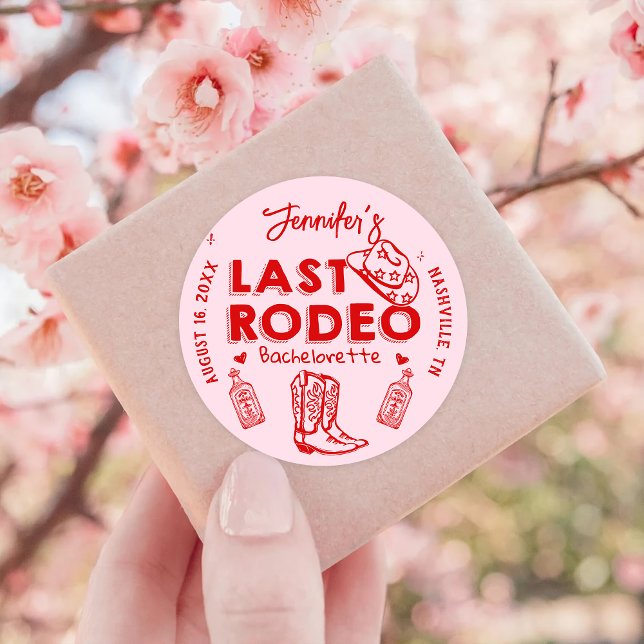 Pegatina Redonda Última fiesta de Bachelorette de Rodeo Rosa (Subido por el creador)