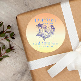 Pegatina Redonda Última Toast Cowgirl Sirena Atardecer Fiesta de Ba