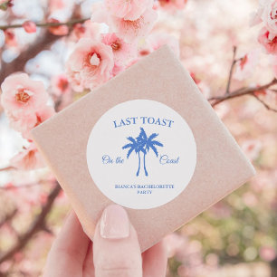 Pegatina Redonda Última tostada en la Costa Bachelorette Fiesta de 