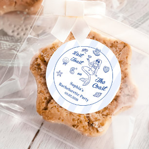 Pegatina Redonda Última tostada en la fiesta de la soltera costera