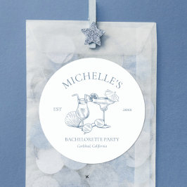 Pegatina Redonda Última tostada en la fiesta de la soltera costera