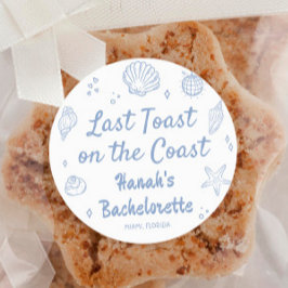 Pegatina Redonda Última tostada en la fiesta de la soltera costera