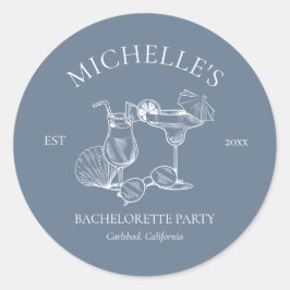 Pegatina Redonda Último brindis en la costa Despedida de soltera