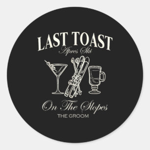 Pegatina Redonda Último brindis en las laderas soltero esquí boda