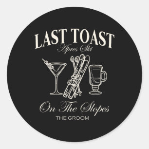 Pegatina Redonda Último brindis en las pistas soltero esquí despedi