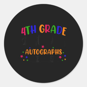 Pegatina Redonda Último Día Del Año Escolar 2025 Autografo 4º Grado