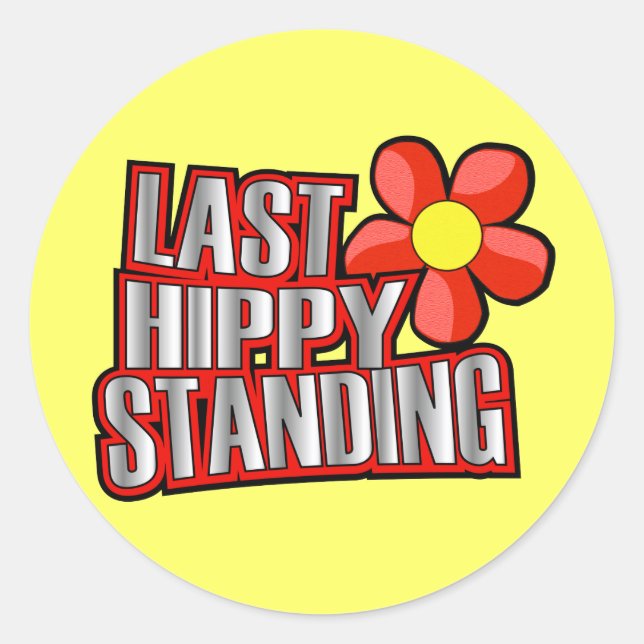 Pegatina Redonda Último hippy de pie (Anverso)