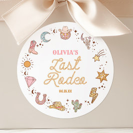 Pegatina Redonda Último Rodeo Disco Vaquera Despedida de Soltera