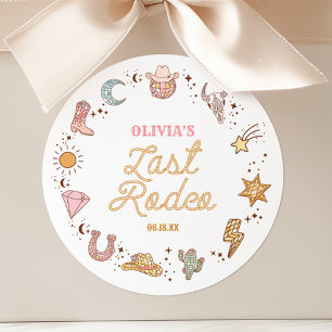 Pegatina Redonda Último Rodeo Disco Vaquera Despedida de Soltera