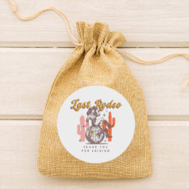 Pegatina Redonda Último Rodeo Retro Vaquera Rosa Fiesta de Despedid