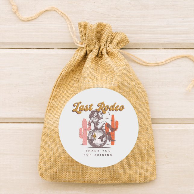 Pegatina Redonda Último Rodeo Retro Vaquera Rosa Fiesta de Despedid (Subido por el creador)