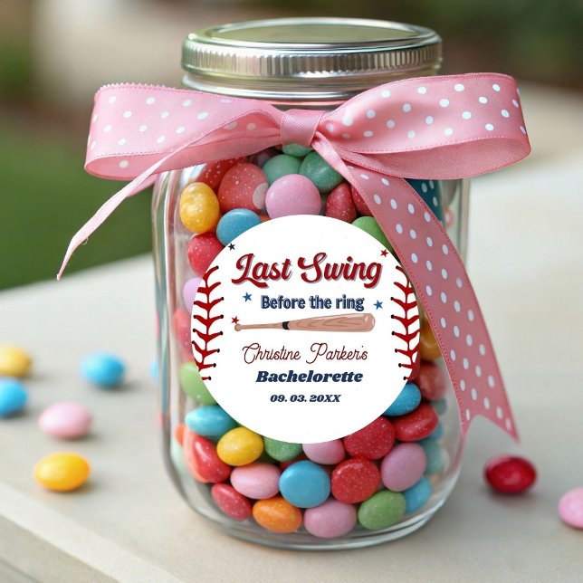 Pegatina Redonda Último swing antes del anillo de béisbol Despedida (Subido por el creador)