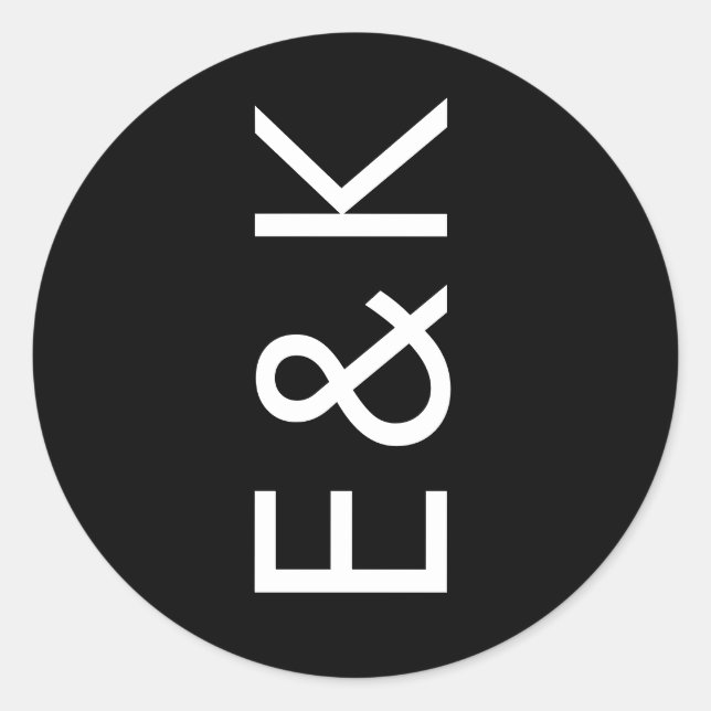 Pegatina Redonda Ultra Moderno negrita Gran Monograma Boda simple (Anverso)