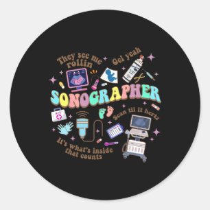 Pegatina Redonda Ultrasonido Día Nacional de Enfermería de Sonógraf