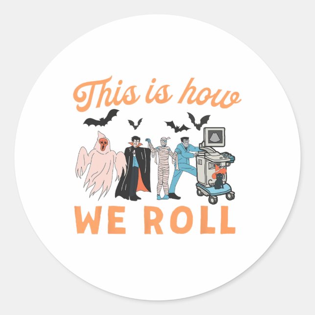 Pegatina Redonda Ultrasonido Tech Ghosts Sonógrafo Vascular Tech H (Anverso)