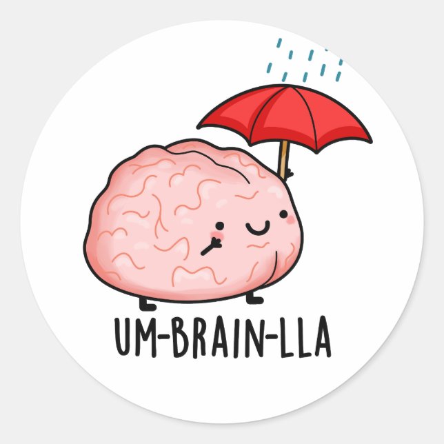 Pegatina Redonda Um-brain-lla Funny Brain Puns (Anverso)