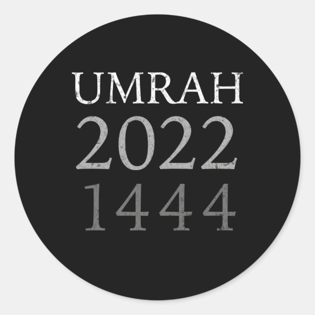 Pegatina Redonda Umrah 2022 Para Y Familia 1444H (Anverso)