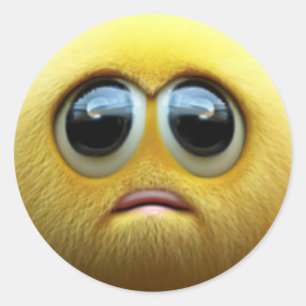 Pegatina Redonda Un adorable triste y difuso personaje de la pelota