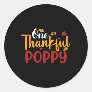 Pegatina Redonda Un Agradecido Día de Acción de Gracias de Poppy ot