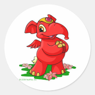 Pegatina Redonda Un alegre elefante rojo en Shenkuu