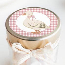 Pegatina Redonda Un algodón rosa Chica de oca boba