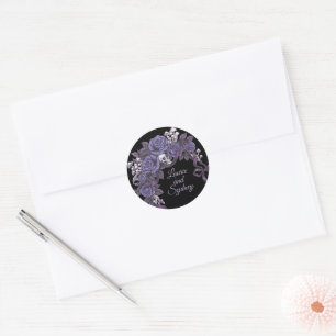 Pegatina Redonda Un Amor, Diseño de Boda Plum Gothic